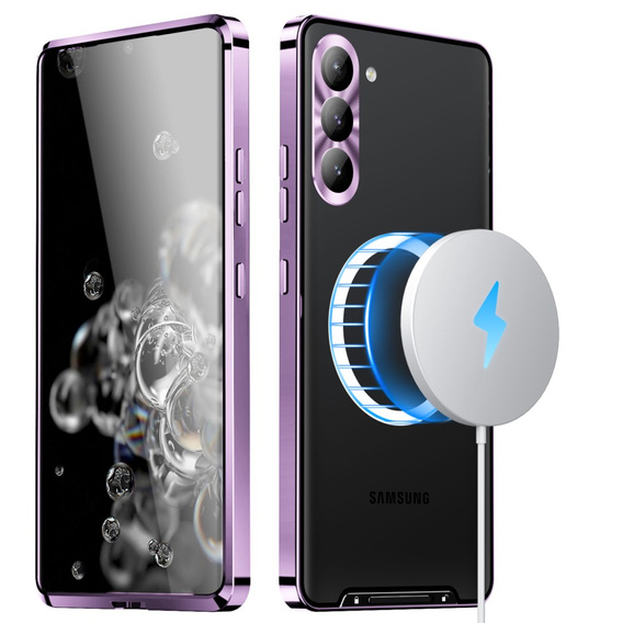 Ochranné puzdro na fotoaparát pre Samsung Galaxy S23 Plus, CamShield MagSafe, transparentné / fialové