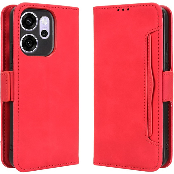 Klapkové puzdro pre Oppo Reno 14F, slot na kartu, peňaženka, červené