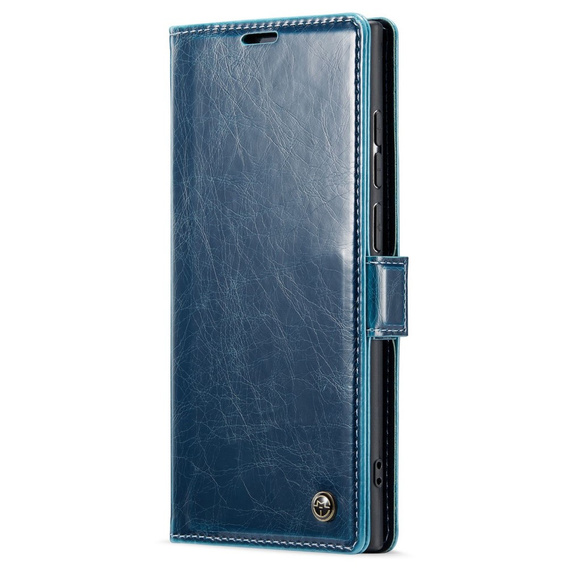 CASEME flipové puzdro pre Samsung Galaxy S22 Ultra, Waxy Textured, modré