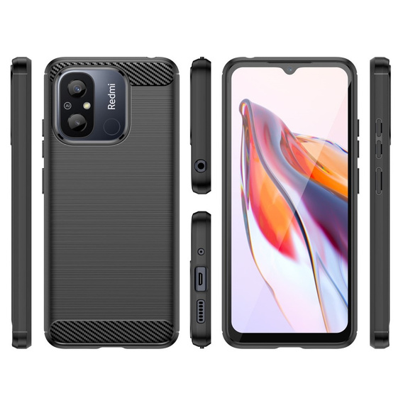 Obal na mobil pre Xiaomi Redmi 12C, Carbon, čierne