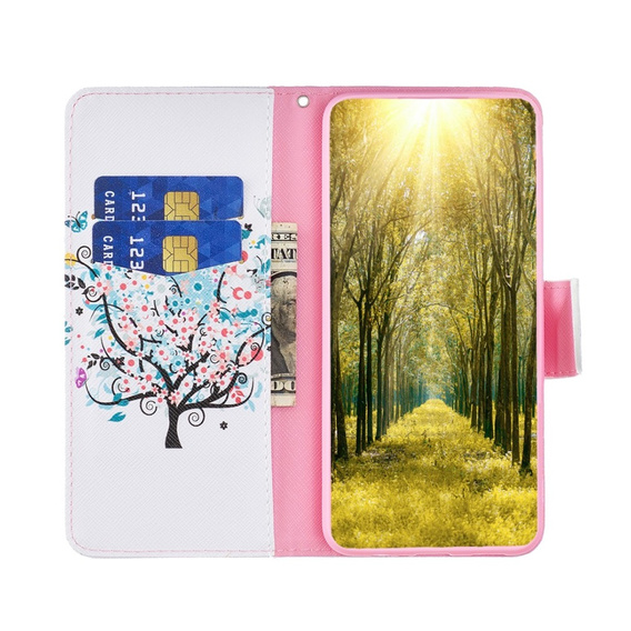 Flipové puzdro pre Motorola Moto G84 5G, Wallet, colorful tree, biele