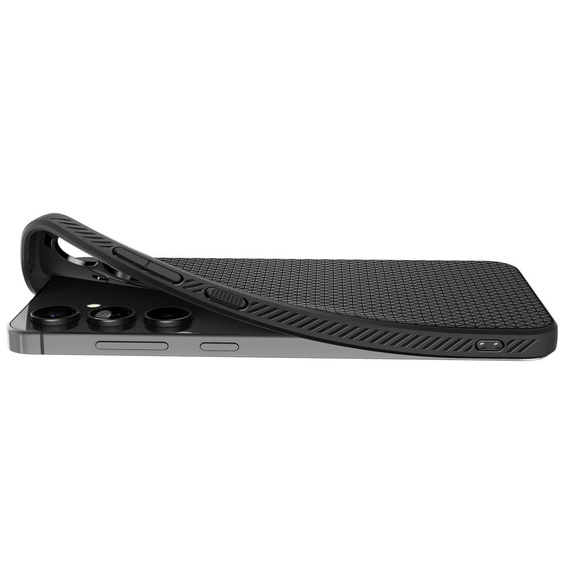Puzdro Spigen pre Samsung Galaxy S24 FE, Liquid Air, čierne + tvrdené sklo 9H