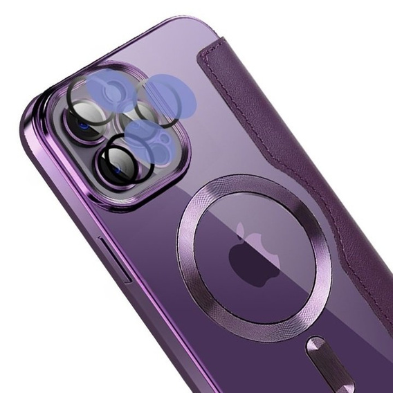 Klapkové puzdro pre iPhone 12 Pro, RFID Wallet MagSafe CamShield, fialové
