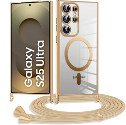 Puzdro pre Samsung Galaxy S25 Ultra, Electro MagSafe, zlaté + šnúrka