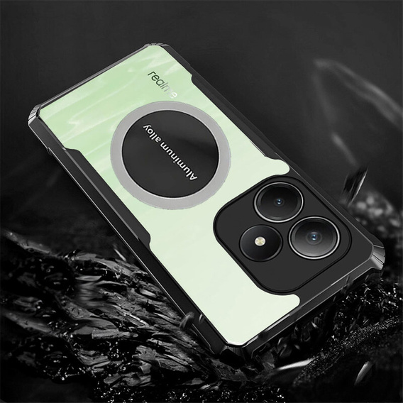 Puzdro pre Realme C63, s magnetickým štítkom, transparentné / čierne