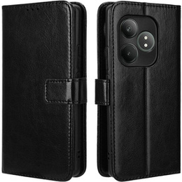 Klapkové puzdro pre Realme GT 6 / 6T, Crazy Horse Wallet, čierne