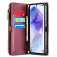 Puzdro CASEME pre Samsung Galaxy A55 5G, RFID Leather Wallet, s popruhom cez rameno, červené