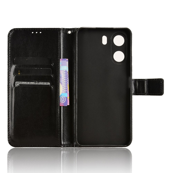 Klapkové puzdro pre Xiaomi Redmi 13C / Poco C65, Crazy Horse Wallet, čierne