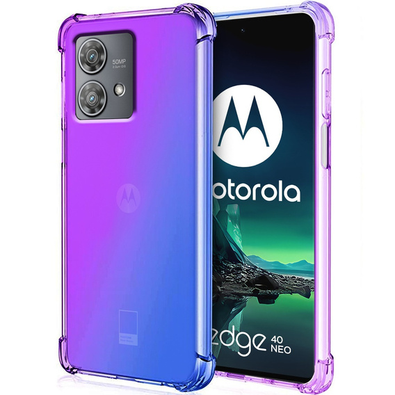 Puzdro pre Motorola Edge 40 Neo, Gradient Dropproof, Fialová / modrá