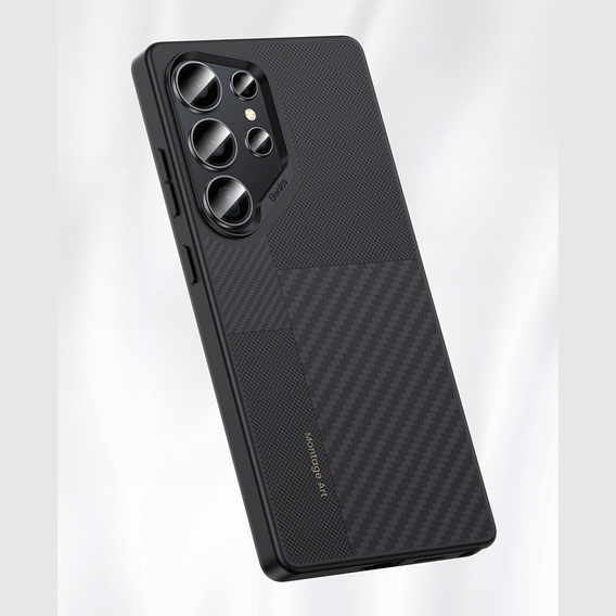 Puzdro BENKS Kevlar pre Samsung Galaxy S25 Ultra, pre MagSafe, Carbon Fiber, čierne