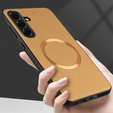 Obal na mobil pre Samsung Galaxy A56 5G, Leather Hybrid MagSafe, zlaté