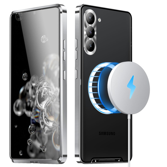 Ochranné puzdro na fotoaparát pre Samsung Galaxy S23 Plus, CamShield MagSafe, priehľadný / strieborný