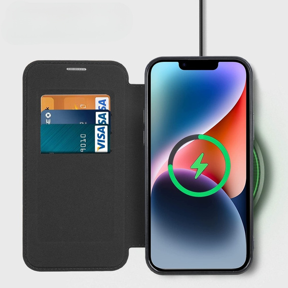 Klapkové puzdro pre iPhone 14 Pro Max, RFID Wallet MagSafe CamShield, čierne