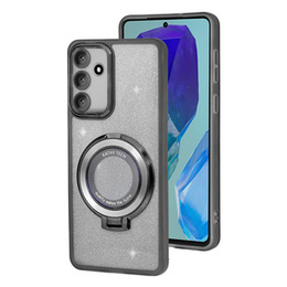Puzdro pre Samsung Galaxy M55 5G, Glittery Magnetic, pre MagSafe, čierne