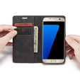 CASEME puzdro pre Samsung Galaxy S7, Leather Wallet Case, čierne