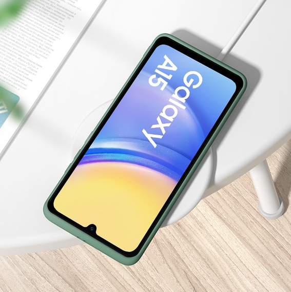 Puzdro pre Samsung Galaxy A15, Silicone Lite, tmavozelené + sklo 9H