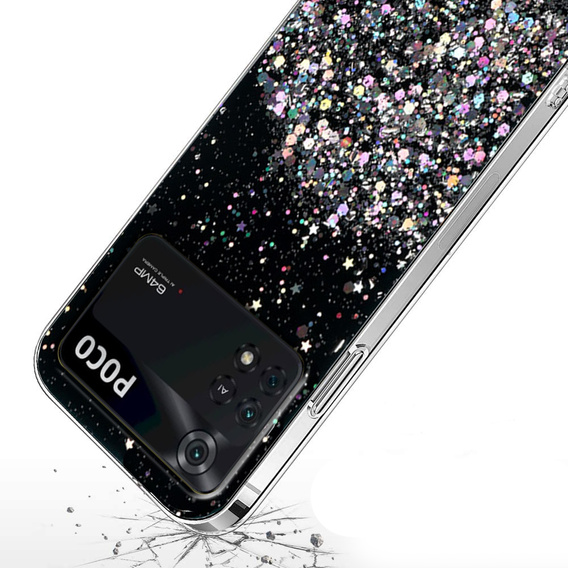 Obal na mobil pre Xiaomi Poco M4 Pro 4G, Glittery, čierne