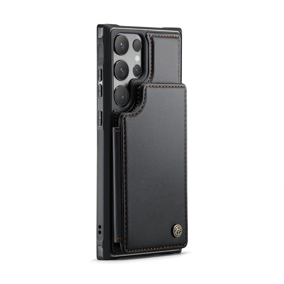 CASEME flipové puzdro pre Samsung Galaxy S25 Ultra, Litchi Wallet, čierne