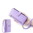 Klapkové puzdro pre iPhone 14 Pro, Wallet Zipper Pocket, fialové