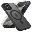 Puzdro pre iPhone 15 Pro Max, pre MagSafe, ERBORD Matt Case, čierny + sklo na displej