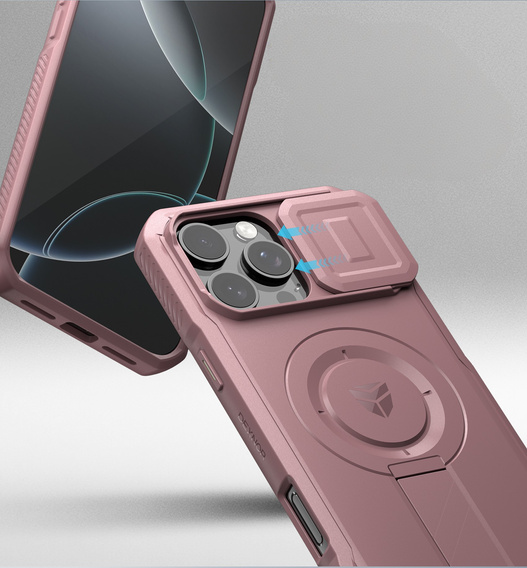 Obrnené puzdro pre iPhone 16 Pro Max, Dexnor CamProtect MagSafe, ružové (dva rámčeky)