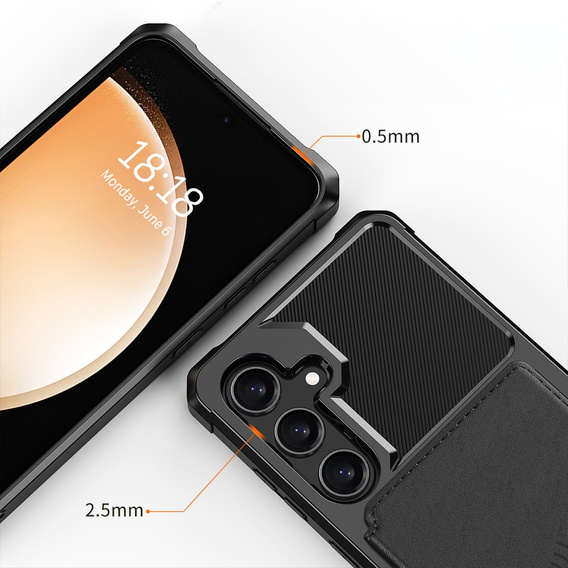 Puzdro pre Samsung Galaxy A55 5G, Card Holder Kickstand, čierne