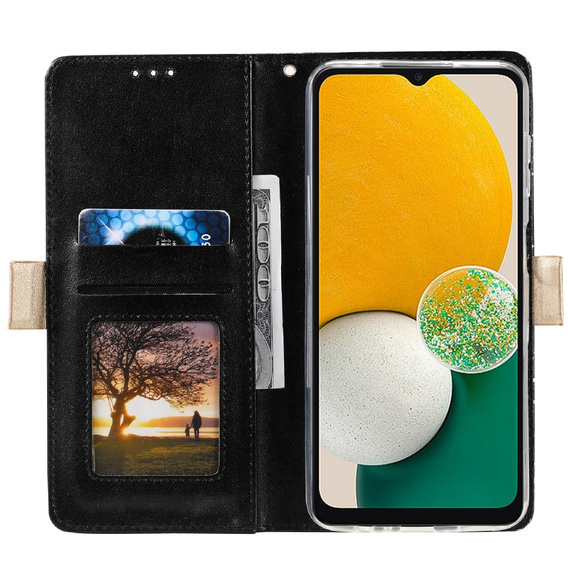 Klapkové puzdro pre Samsung Galaxy A35 5G, Wallet Pocket Zipper Lace, čierne