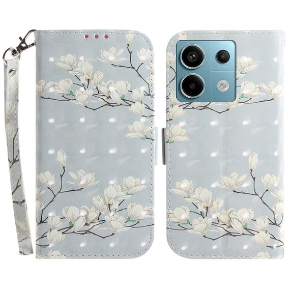 Klapkové puzdro pre Xiaomi Redmi Note 13 Pro 5G, Wallet, Magnolia Flowers sivé