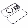 Magnetické puzdro Dual Glass MagSafe pre iPhone 16 Pro, strieborné