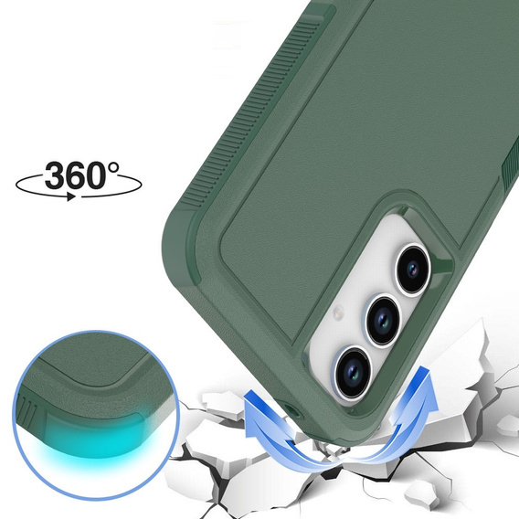 Pancierované puzdro pre Samsung Galaxy A55 5G, Dual Shockproof, tmavozelené