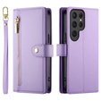 Klapkové puzdro pre Samsung Galaxy S25 Ultra, Wallet Zipper Pocket, fialové
