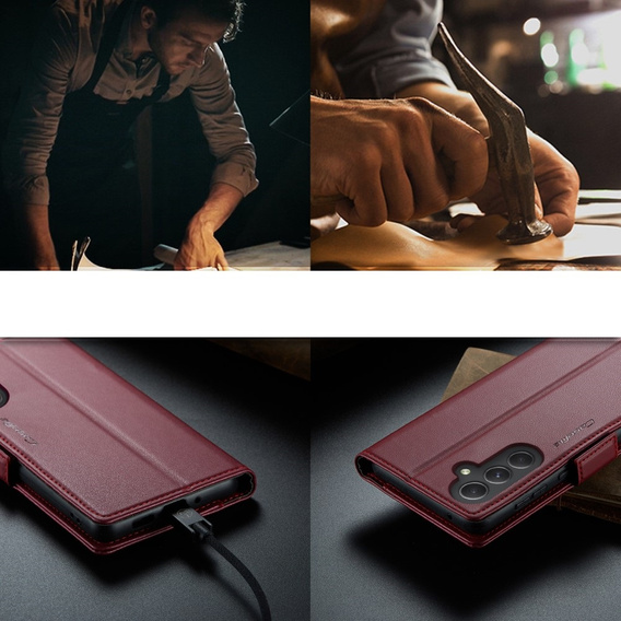 CASEME flipové puzdro pre Samsung Galaxy A54 5G, Litchi Wallet, červené
