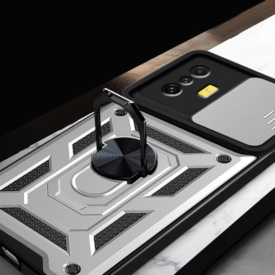 Obal na mobil pre Xiaomi Poco F4 GT, CamShield Slide, strieborné