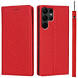 Kožené puzdro pre Samsung Galaxy S22 Ultra, ERBORD Grain Leather, červené