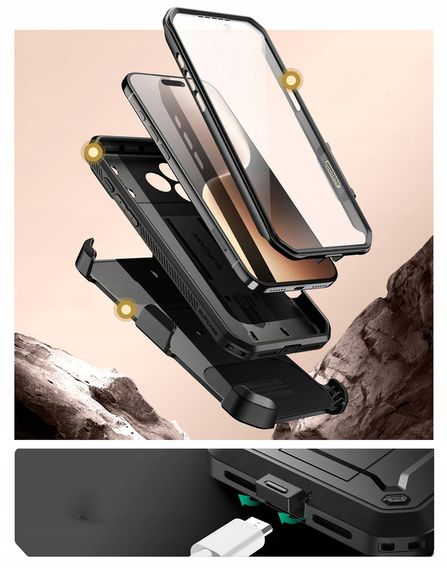 Puzdro Supcase pre iPhone 17 Pro Max, Unicorn Beetle Pro, čierne