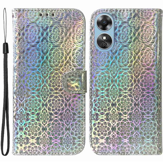 Klapkové puzdro pre Oppo A17, Wallet mandala, sivé