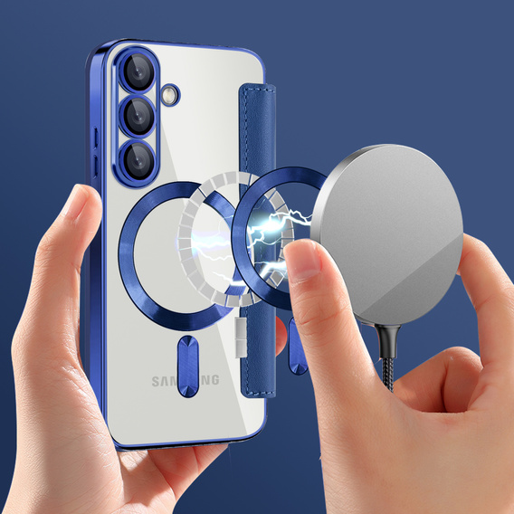 Puzdro s chlopňou pre Samsung Galaxy A17 5G, RFID peňaženka, pre MagSafe, transparentné / tmavomodré
