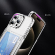 Puzdro pre iPhone 16 Pro, Card Holder Kickstand, transparentné 