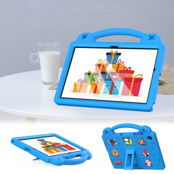 Detské puzdro pre Samsung Galaxy Tab A9+, Cute Patterns, so stojanom, modré