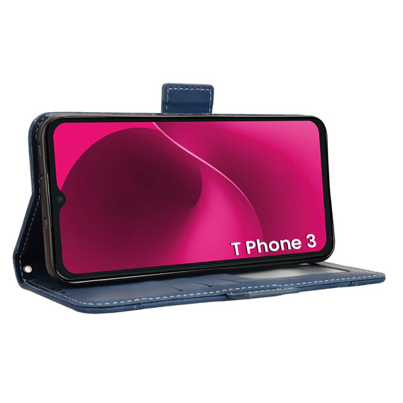 Klapkové puzdro pre T Phone 3 5G, Card Slot, tmavomodré