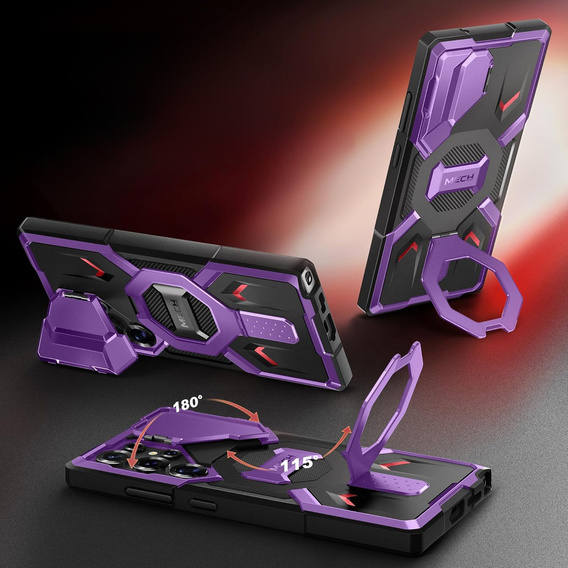 Puzdro pre Samsung Galaxy S25 Ultra, Tongate MECH MagSafe Series, čierne + 9H tvrdené sklo