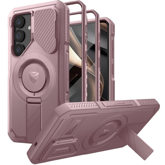 Obrnené puzdro pre Samsung Galaxy S25, Dexnor CamProtect MagSafe, ružové (dva rámčeky)