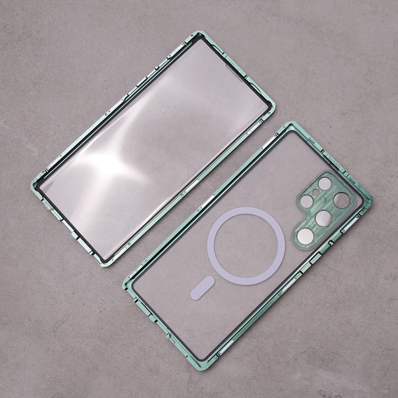 Magnetické puzdro Dual Glass MagSafe pre Samsung Galaxy S23 Ultra, zelený