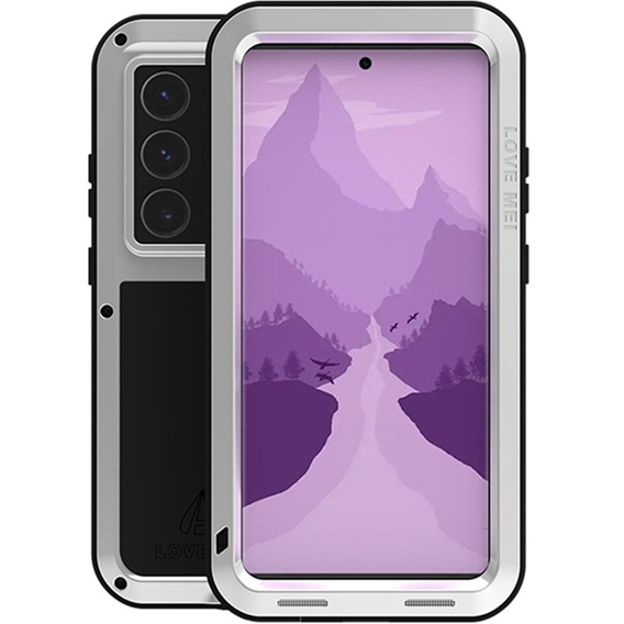 Love Mei Obal na mobil pre Samsung Galaxy S24 Ultra, armored without glass, sivé