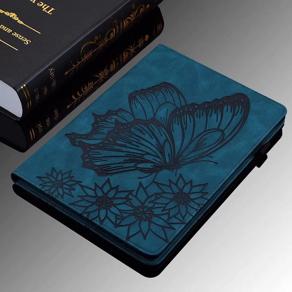 Obal na mobil pre Lenovo Tab M9, Wallet Pen Slot, butterflies, hnedé