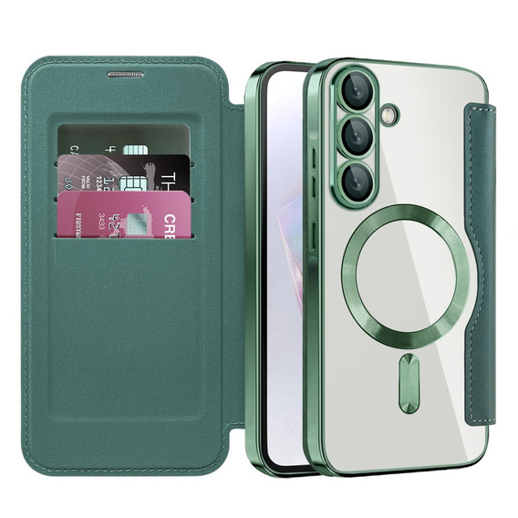 Klapkové puzdro pre Samsung Galaxy A26, RFID Wallet MagSafe CamShield, zelený