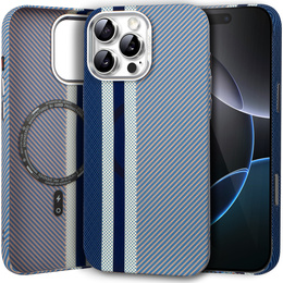 Puzdro pre iPhone 16 Pro Max, Carbon Fiber MagSafe, modré