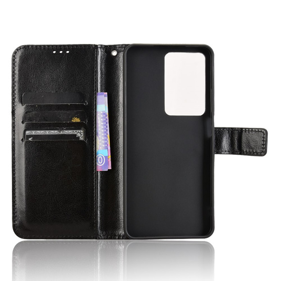 Klapkové puzdro pre Realme 14X / Realme C75, Crazy Horse Wallet, čierne