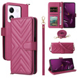 Puzdro s chlopňou pre Xiaomi Poco M7 Pro 5G, Crossbody Leather Wallet, bordové