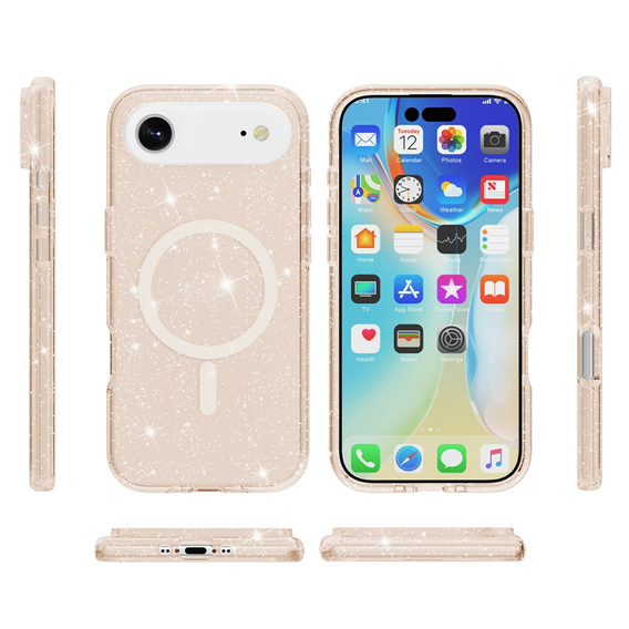 Puzdro pre iPhone Air, pre MagSafe, trblietavé, priesvitné zlaté